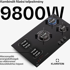 Klarstein MultiChef 5 Wok, indukciós és gáz tűzhely, 5 főzőzóna, 3 gázégő, 2 indukciós főzőlap, FlexZone