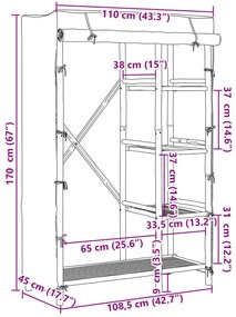 vidaXL bambusz ruhásszekrény 110 x 45 x 170 cm
