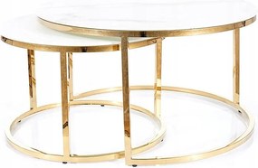 Dohányzóasztal pad Muse fehér márvány/arany szett