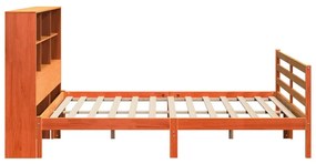 viaszbarna tömör fa könyvespolcos ágy matrac nélkül 180 x 200cm