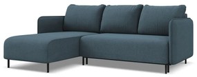 Kék kinyitható-tárolóhelyes sarokkanapé (bal oldali) Luana – Makamii