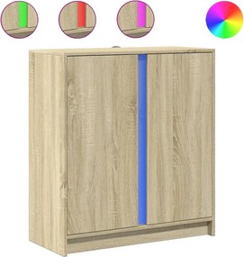 vidaXL sonoma tölgy szerelt fa tálalószekrény LED-del 77 x 34 x 85 cm
