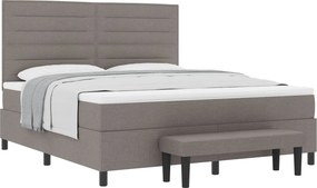 vidaXL Boxrugós ágy matracmal fejtámlával Tópszínű 180 x 200 cm szövet