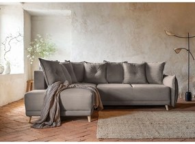 Világosbarna kordbársony kinyitható sarokkanapé (bal oldali) Lazy Lukka – Miuform