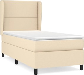 vidaXL krémszínű szövet rugós ágy matraccal 90 x 200 cm