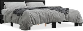 vidaXL fekete szerelt fa és fém ágykeret 180 x 200 cm