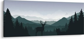 Kép - Szarvas farkassal a sziklák között (120x50 cm)