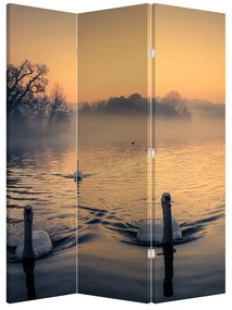 Paraván - Hattyúk a vizen és a ködben (126x170 cm)