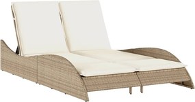 vidaXL bézs polyrattan napozóágy párnákkal 114x205x73 cm