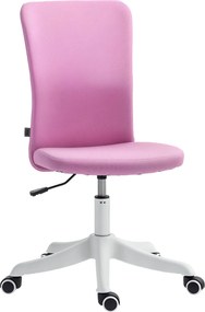 HOMCOM Karfa Nélküli Forgós Irodai Szék Mesterséges Vászonnal, Magasságállítható Tanulószobába, Hálószobába, Sminkasztalhoz, 120 kg Teherbírás, Rózsas