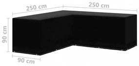 2 db L-alakú kerti bútor huzat 12 fűzőlyukkal 250 x 250 x 90 cm