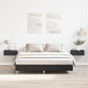 fekete szerelt fa ágykeret matrac nélkül 140 x 200 cm