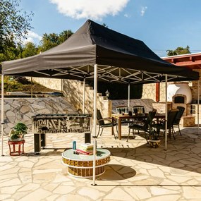 INSTENT PRO Kerti pavilon Fekete 3 x 6 m + 4 oldalfal