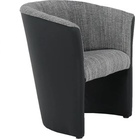 Klub fotel, fekete textilbőr/ szürke szövet, CUBA