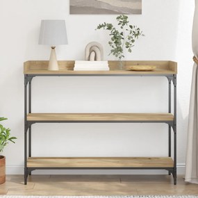 Konzolasztal Kézműves Tölgy 100x30x80 cm Műgyanta és Acél