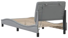 világosszürke szövet ágykeret LED-es matrac nélkül 80x200 cm