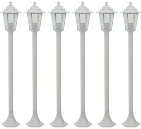 vidaXL 6 db fehér alumínium kerti állólámpa, E27, 110 cm