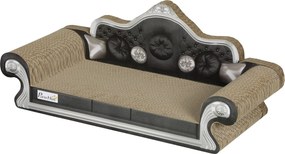 PawHut Karton Macska Kaparó Kanapé 2 az 1-ben Macska Kaparó Macskagyümölcs Kiegészítővel Benti Használatra 56,5x24x26 cm Barna | Aosom