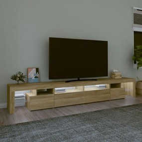 sonoma tölgy színű TV-szekrény LED-lámpákkal 260x36,5x40 cm