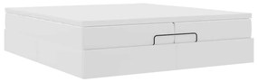 Ottomán ágykeret matraccal Fehér 200x200cm műbőrrel