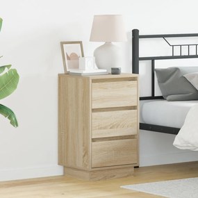 Éjjeli kabinet LED világítással Sonoma tölgy 39x34,5x65 cm Szerelt fa