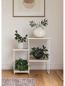 Fehér-natúr színű konzolasztal kőrisfa dekoros asztallappal 35x67 cm Dante – Støraa