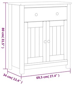 BERG fekete tömör fenyőfa fürdőszobaszekrény 69,5 x 34 x 80 cm