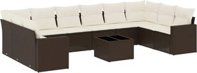 vidaXL 11 részes barna polyrattan kerti ülőgarnitúra párnákkal