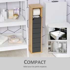 HOMCOM WC Papírtartó Állvány - WC Papírtartó - WC Papírszekrény - 2 Szint + Papír Kimenet MDF Szürke Bambusz | Aosom