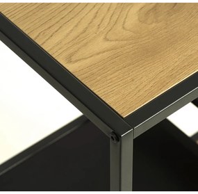 Fekete-natúr színű könyvespolc tölgyfa dekorral 80x146x35 cm Altino – Unique Furniture