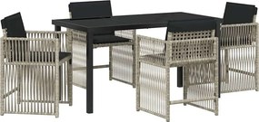 vidaXL Kert étkező szett 5 pcs Világosszürke polirattan