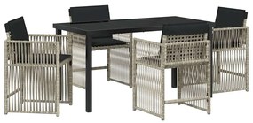 vidaXL Kert étkező szett 5 pcs Világosszürke polirattan