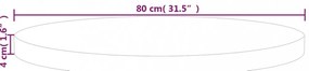 kerek kezeletlen tömör tölgyfa asztallap Ø80 x 4 cm