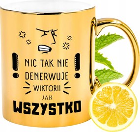 Prémium Arany Csillogó Bögre Viktória Ajándék Nyomtatott Fotóval