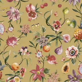 Holden Decor Wanderlust Tropica okkersárga gyümölcsös vlies tapéta – 92112