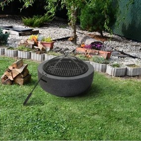 Hordozható fa tábortűz rostéllyal antracit