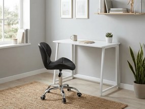 ZARIMO dolgozószoba szett, 80x40 cm asztal, fehér + AVOLA eco bőr szék, fekete