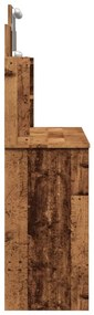 antik fa színű fésülködőasztal LED-del 96x40x142 cm