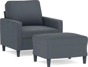 vidaXL sötétszürke bársony kanapéfotel lábtartóval 60 cm