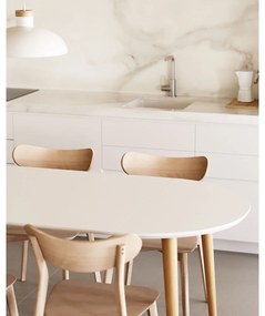 Fehér kerek bővíthető étkezőasztal fehér asztallappal ø 90 cm Oqui – Kave Home