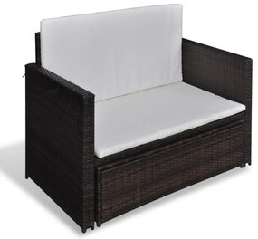 Barna kerti polyrattan kanapé