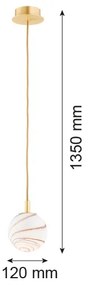 Argon 8450 - Csillár zsinóron ALMIROS 1xE14/7W/230V átm. 12 cm alabástrom arany