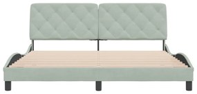 világosszürke bársony ágykeret matrac nélkül 180 x 200 cm