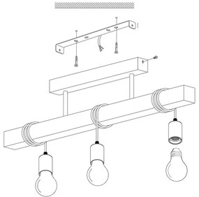Eglo 33166 - Csillár TOWNSHEND 3xE27/60W/230V
