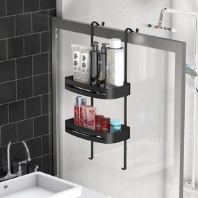Fürdőszobai Polc zuhany alatt fürdőszoba akasztós alumínium fekete