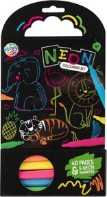 Állatos Neon színező filctollal 40 oldalas