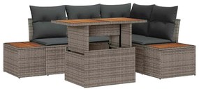 vidaXL Kerti Kanapé Szett tárolóval 5 pcs Szürke Poli rattan