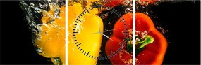 Kép - paprika a vízben (órával) (90x30 cm)