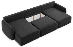 Fekete kinyitható-tárolóhelyes sarokkanapé Kalena – Makamii
