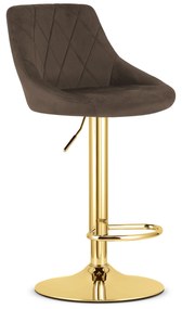Bárszék KAST - kávé bársony/arany láb